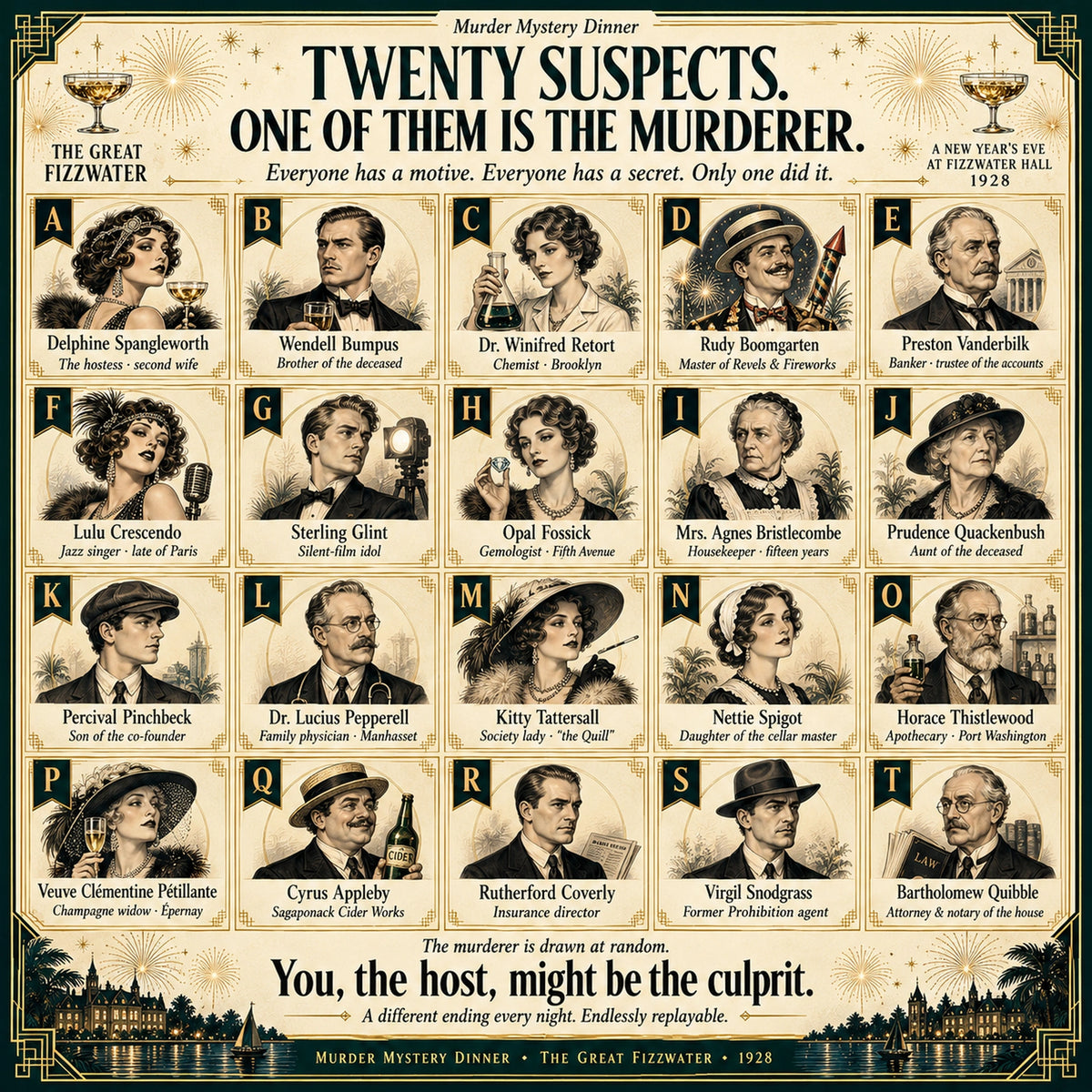 A Gatsby Murder Mystery Game on New Year’s Eve 1928 - Host Plays Along
