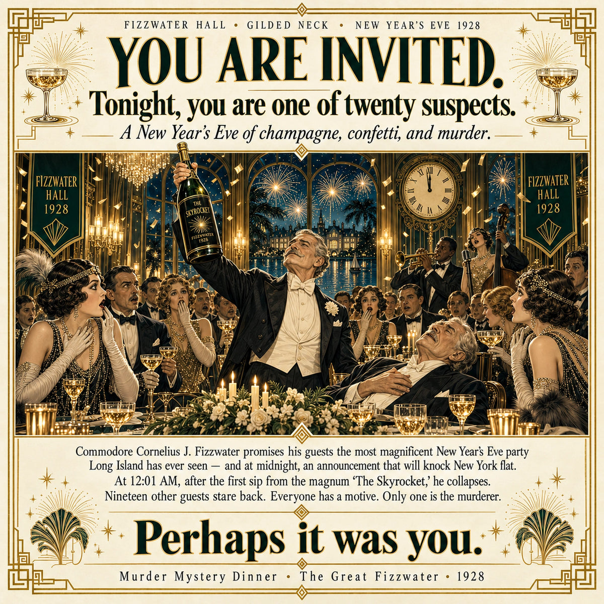 A Gatsby Murder Mystery Game on New Year’s Eve 1928 - Host Plays Along
