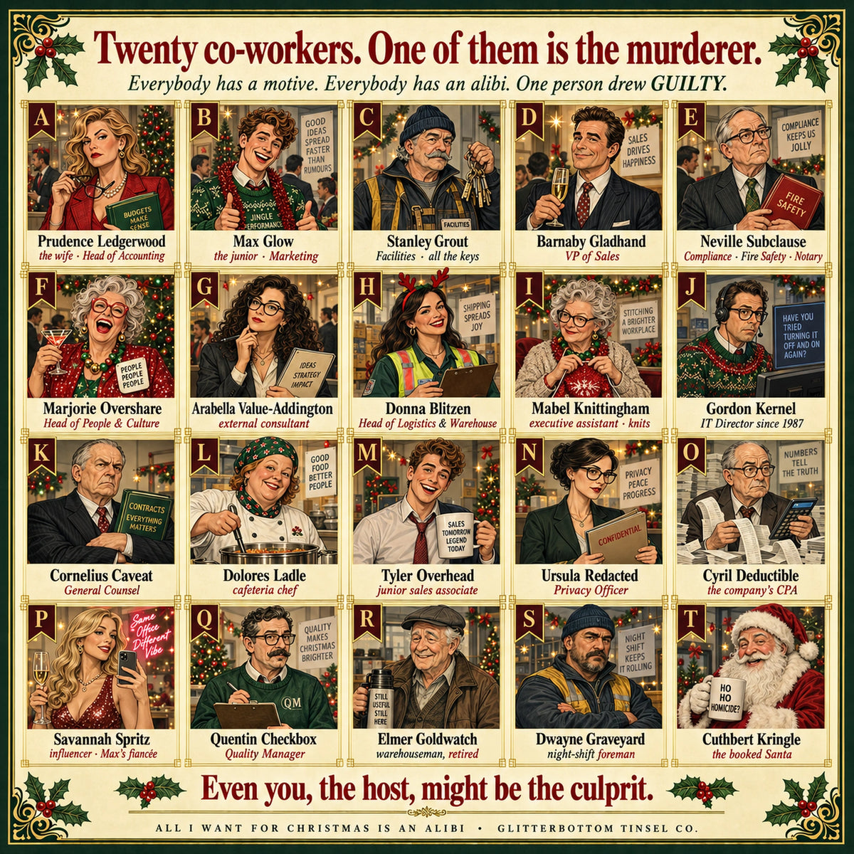 A Christmas Murder Mystery Game at the Office Party - Host Plays Along