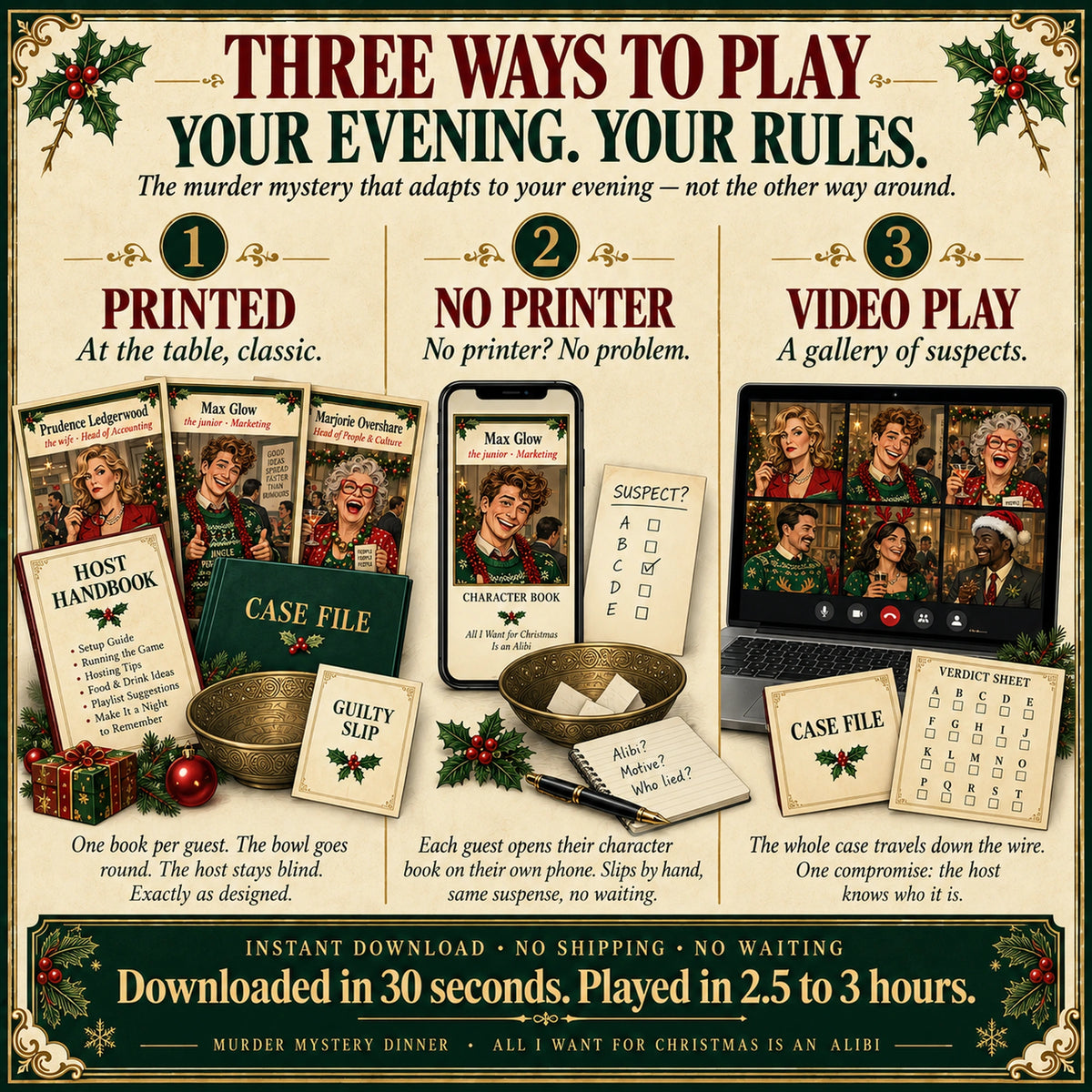 A Christmas Murder Mystery Game at the Office Party - Host Plays Along