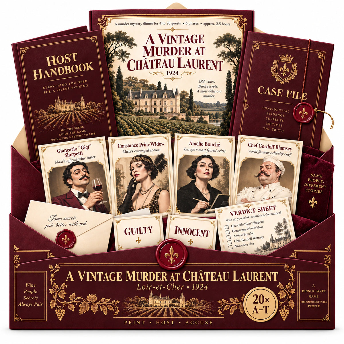 A Wine and Cheese Murder Mystery Game at Château Laurent in 1924 - Host Plays Along