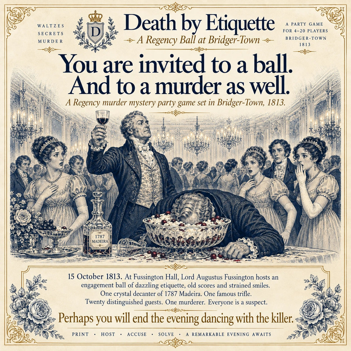 A Regency Ball Murder Mystery Game in Bridger-Town 1813 - Host Plays Along