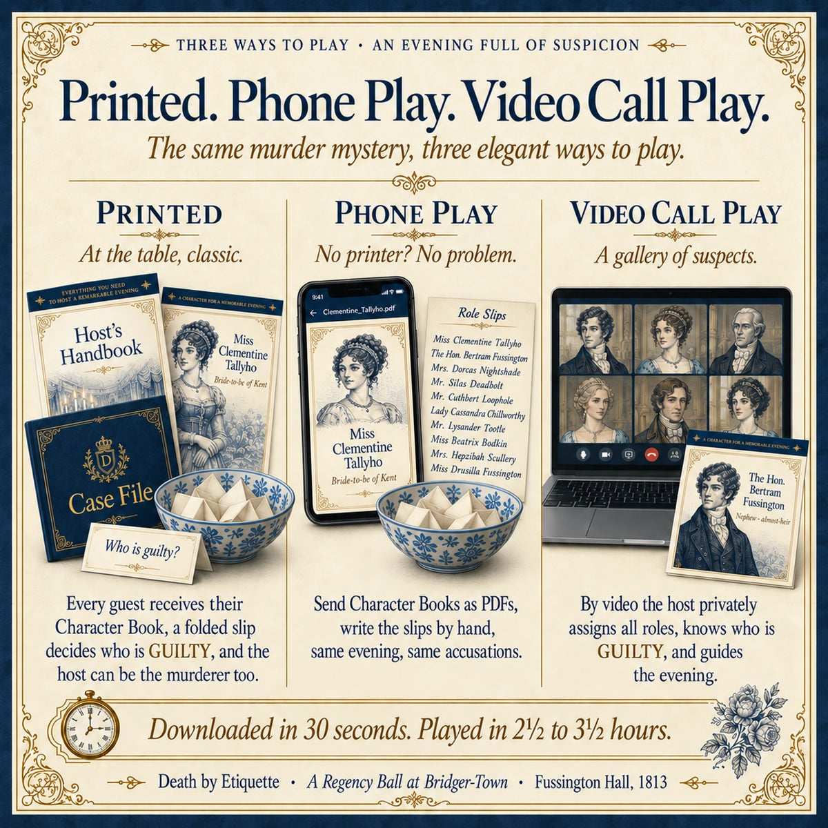 A Regency Ball Murder Mystery Game in Bridger-Town 1813 - Host Plays Along